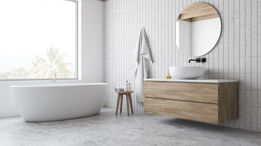 Loft white tile bathroom corner, tub and sink 6 PLACES TO USE TILE IN YOUR HOME