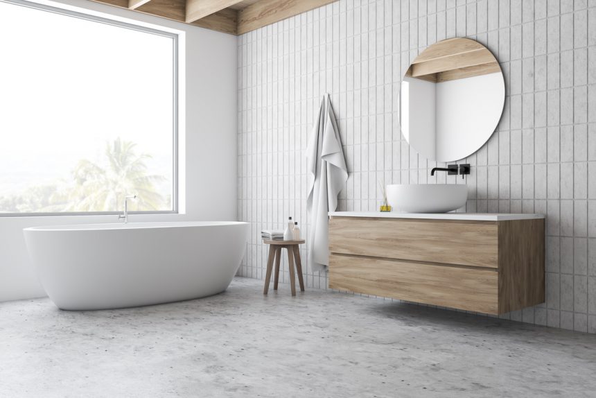 Loft white tile bathroom corner, tub and sink 6 PLACES TO USE TILE IN YOUR HOME